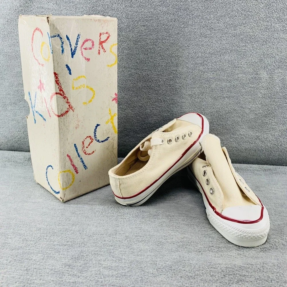 CONVERSE VINTAGE All Star - Youth Size 13.5 Cream Sneakers Chuck Taylor Low Top